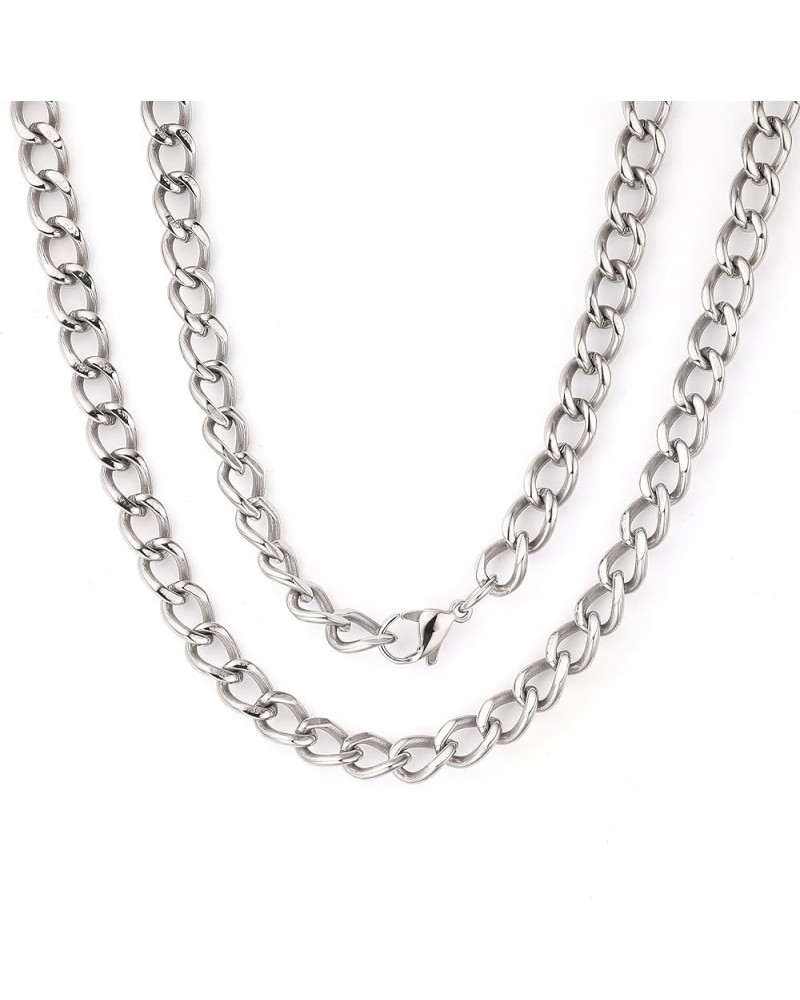 6mm Pure Titanium Cuban Link Chain Necklace for Men Women, Lightweight Solid Titanium Hip Hop Necklaces 20" inch Cuban Chain ...