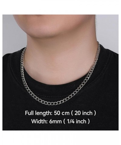 6mm Pure Titanium Cuban Link Chain Necklace for Men Women, Lightweight Solid Titanium Hip Hop Necklaces 20" inch Cuban Chain ...