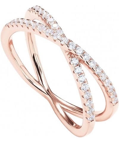 14K Gold Plated X Ring Simulated Diamond CZ Criss Cross Ring for Women 6 Rose Gold $15.37 Rings