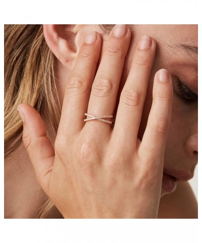 14K Gold Plated X Ring Simulated Diamond CZ Criss Cross Ring for Women 6 Rose Gold $15.37 Rings