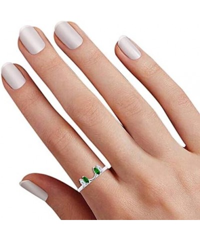 White Natural Diamond & Emerald Enhancer Guard Wrap Wedding Ring in 14k Two Tone Gold Over Sterling Silver (1/6 Cttw) white-g...