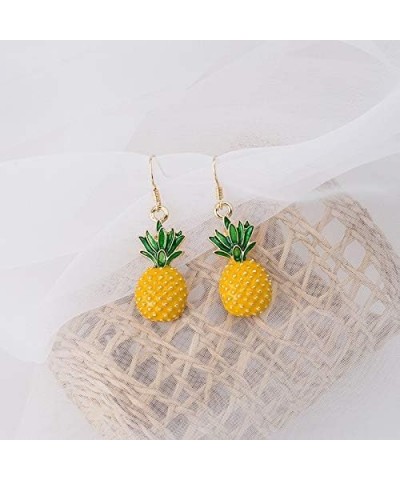 3D Fruit Yellow Pineapple Drop Charm Tassel Dangling Earring 18K Gold Plated stereoscopic Big Pineapple Dangle Earrings $5.64...