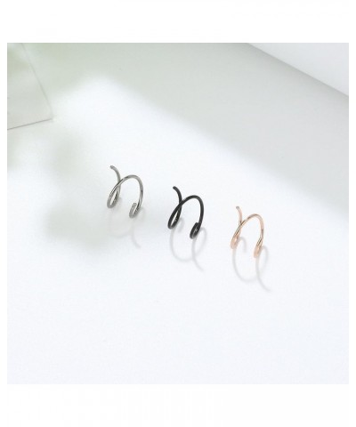 G23 Titanium Nose Ring Double Nose Hoop Ring for Single Piercing 20G Nose Rings Twist Hoop Nose Ring for Women Men Spiral Nos...