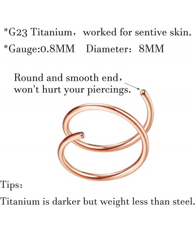 G23 Titanium Nose Ring Double Nose Hoop Ring for Single Piercing 20G Nose Rings Twist Hoop Nose Ring for Women Men Spiral Nos...