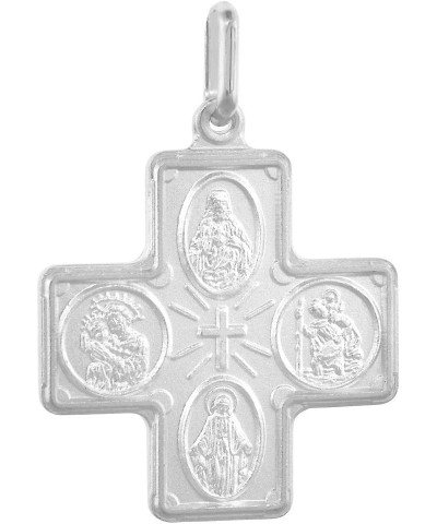 22mm Sterling Silver 4-way Cross Medal Necklace For Men & Women 1 inch Nickel Free Italy 16-inch silver chain $14.65 Necklaces