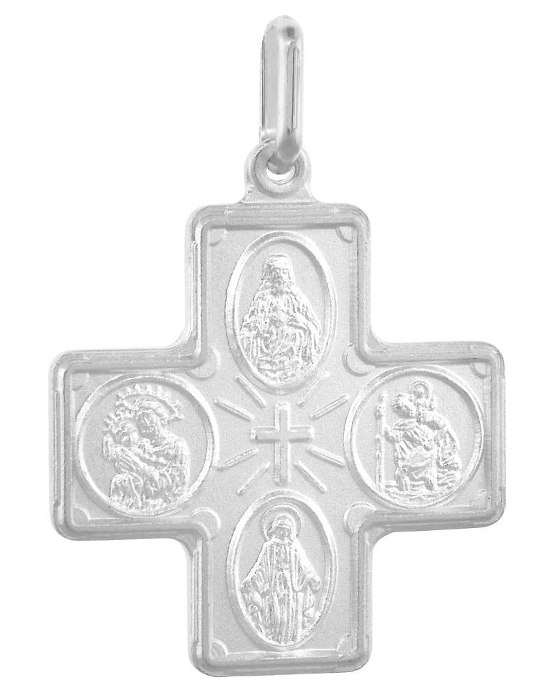 22mm Sterling Silver 4-way Cross Medal Necklace For Men & Women 1 inch Nickel Free Italy 16-inch silver chain $14.65 Necklaces