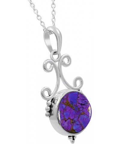 5.45Cts Natural Round Shaped Semi Precious Gemstone Pendant Necklace For Women With 18Inch Chain, Sterling Silver Birthstone ...