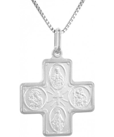 22mm Sterling Silver 4-way Cross Medal Necklace For Men & Women 1 inch Nickel Free Italy 16-inch silver chain $14.65 Necklaces