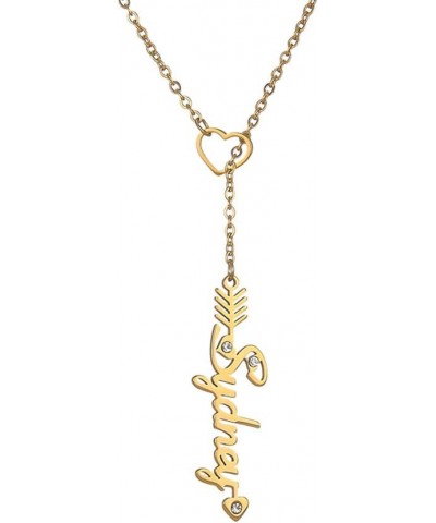 Heart Shaped Arrow Y Necklace with Name 18 + 2 in Made of PVD Gold Plated Stainless Steel Sydney Stainless Steel $8.26 Necklaces