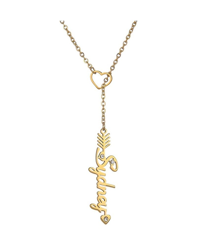 Heart Shaped Arrow Y Necklace with Name 18 + 2 in Made of PVD Gold Plated Stainless Steel Sydney Stainless Steel $8.26 Necklaces