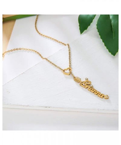 Heart Shaped Arrow Y Necklace with Name 18 + 2 in Made of PVD Gold Plated Stainless Steel Sydney Stainless Steel $8.26 Necklaces