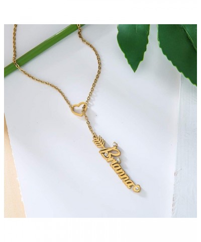 Heart Shaped Arrow Y Necklace with Name 18 + 2 in Made of PVD Gold Plated Stainless Steel Sydney Stainless Steel $8.26 Necklaces