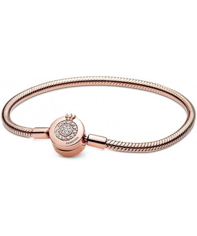 Moments Sparkling Crown O Snake Chain Bracelet, Clear CZ Rose Charm Bracelet $102.96 Bracelets