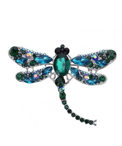 Dainty Vintage Rhinestone Dragonfly Brooch Pins For Women Girls Crystal Animal Corsage Breastpins(Pink) Green $5.45 Brooches ...