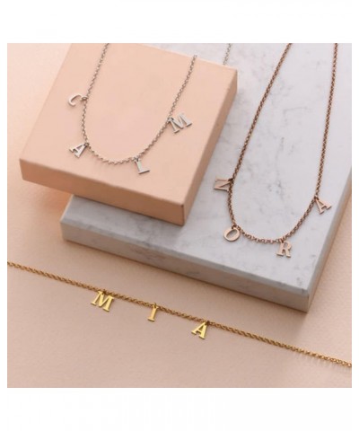 MYKA - Personalized Choker Necklace - Hanging Name Initial Letters in Sterling Silver 925, Gold & Rose Gold Plated - Custom M...