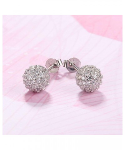 18K Gold Plated 925 Sterling Silver Stud Earrings for Women Girls Clear Cubic Zirconia Disco Earrings Sparkle Crystal Ball St...