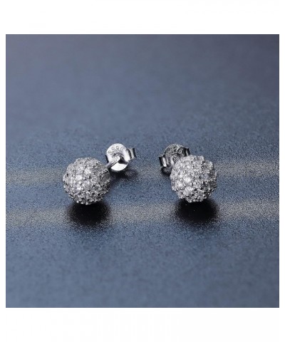 18K Gold Plated 925 Sterling Silver Stud Earrings for Women Girls Clear Cubic Zirconia Disco Earrings Sparkle Crystal Ball St...