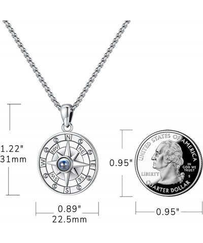 Compass Necklace for Women Men Sterling Silver 925 Compass Pendant Picture Locket Holds Ashes Urn Compass Jewelry J-C-Compass...