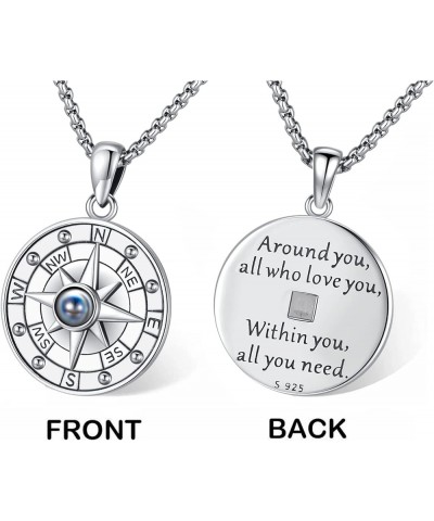 Compass Necklace for Women Men Sterling Silver 925 Compass Pendant Picture Locket Holds Ashes Urn Compass Jewelry J-C-Compass...