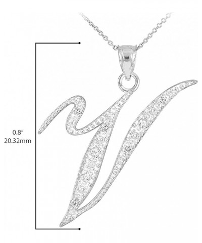 14K White Gold Diamond Accented Dangling Cursive Initial A-Z Charm 4/5" Pendant Necklace - Choice of Letter & Chain Length 20...