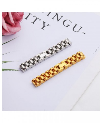 Stainless Steel Bracelets for Women Men Silver Gold Plated Wristbands Link Chain Bracelets for Teen Girls Hiphop Gold Wrap Br...