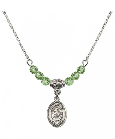 August Birth Month Bead Necklace with Catholic Patron Saint Petite Charm, 18 Inch Saint Jason $33.24 Necklaces