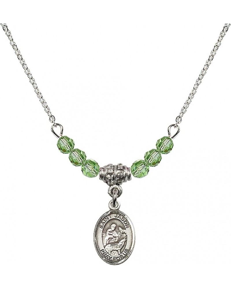 August Birth Month Bead Necklace with Catholic Patron Saint Petite Charm, 18 Inch Saint Jason $33.24 Necklaces