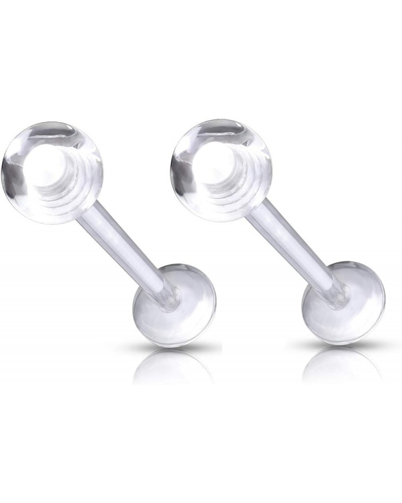 14G Clear Acrylic BioFlex Ball Top Lip Labret Monroe Retainers, Sold as a Pair 1/2" (12mm) - length $6.97 Body Jewelry