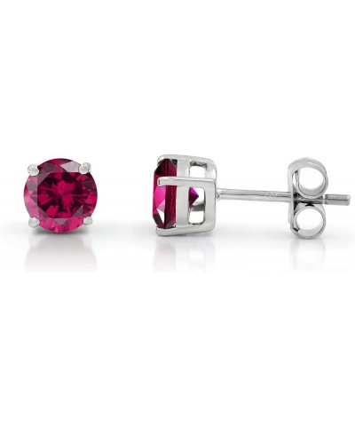 925 Sterling Silver 6mm Round 2.00 ct Genuine Gemstone Birthstone Stud Earrings, pink-tourmaline $15.00 Earrings