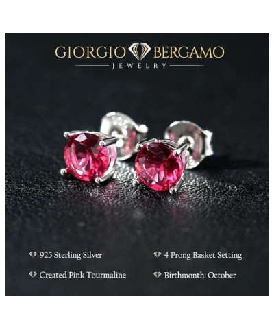 925 Sterling Silver 6mm Round 2.00 ct Genuine Gemstone Birthstone Stud Earrings, pink-tourmaline $15.00 Earrings