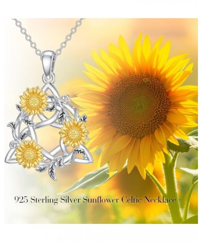 Celtic Knot Necklace 925 Sterling Silver Jewelry Good Luck Irish Triquetra Triangle Knot Jewelry For Women Sunflower $13.02 N...