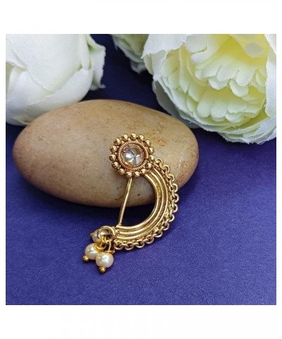 Indian Jewelry Crystal Kundan Faux Pearl Clip On Nose Ring Pin Stud Fake Septum Ring Non Piercing Body Jewelry Style 3 White ...