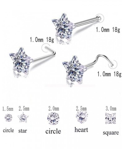 Nose Rings Studs L Nose Studs Screw Nose Rings 18g 20g 22g 14K Gold Bone Nose Studs for Women Titanium Steel 18g 5pcs Silver ...