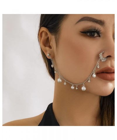 Nose Rings Hoop Chain Fake Septum Ring Non Piercing Nose Rings with Chain Nose to Ear Chain Nose Ring Body Jewelry for Women ...