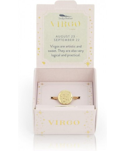 Zodiac Sign Ring Gift Constellation Gifts for Women and Teen Girls, 14K Gold-Dipped Star Sign Ring, One Size Virgo $11.26 Rings