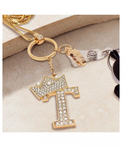 Unisex A to Z Initial Letter Pendant Lanyard Necklace with Keyring/ID Holder Hook Gold-u $11.95 Necklaces