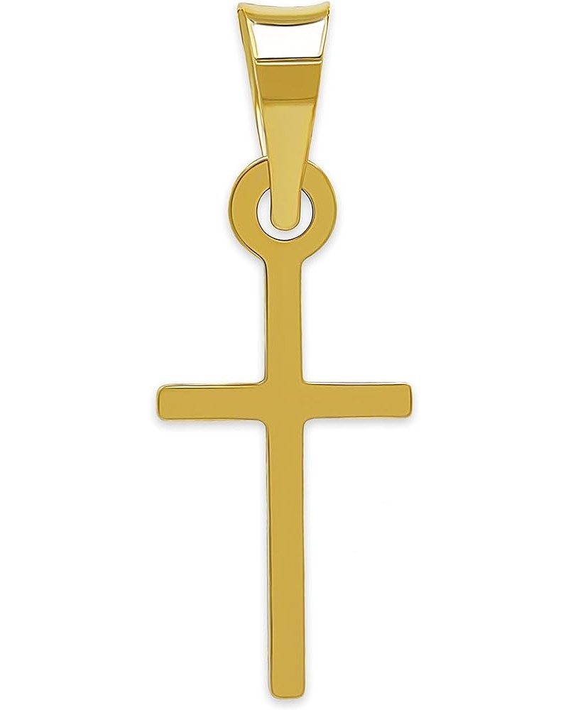 Gold Mini Cross Charm Pendant - 10/14 Karat Gold - Mini Cross Pendant - Religious Cross Necklace Pendant Style 5 (14 Karat Go...