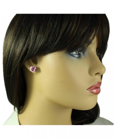 Pink Aluminum Rose Flower Stud Pierced Earring $9.12 Earrings