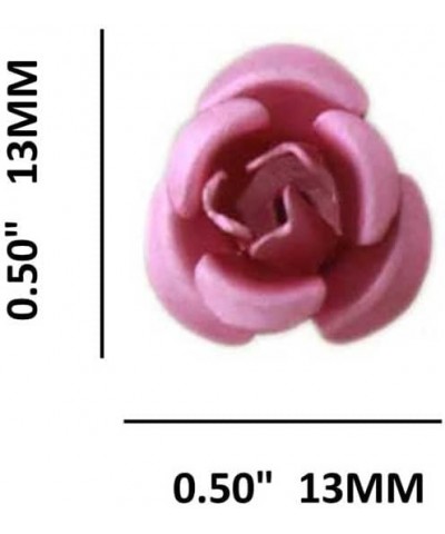 Pink Aluminum Rose Flower Stud Pierced Earring $9.12 Earrings