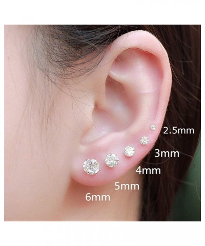 Solid 10k White Gold Solitaire Round Cubic Zirconia Stud Earrings in Secure Screw-backs 5mm $18.45 Earrings