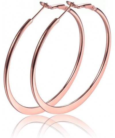 Fashion 50mm(2") Flat Big Hoop Earrings For Women Girls Silver 14k Rose Gold Large Basketball Hypoallergenic Stainless Steel ...