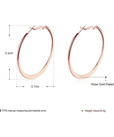 Fashion 50mm(2") Flat Big Hoop Earrings For Women Girls Silver 14k Rose Gold Large Basketball Hypoallergenic Stainless Steel ...