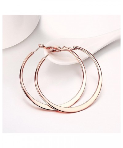 Fashion 50mm(2") Flat Big Hoop Earrings For Women Girls Silver 14k Rose Gold Large Basketball Hypoallergenic Stainless Steel ...