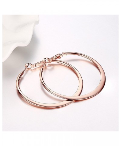 Fashion 50mm(2") Flat Big Hoop Earrings For Women Girls Silver 14k Rose Gold Large Basketball Hypoallergenic Stainless Steel ...