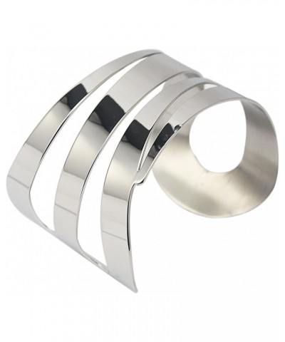 Stainless Steel Silver Wide Cutting Cuff Bangle Bracelets for Women Fashion Jewelry $10.56 Bracelets