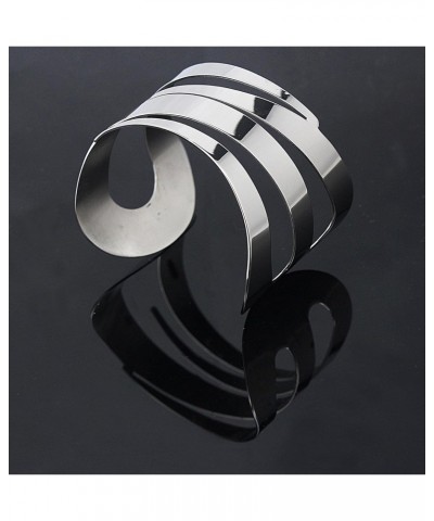 Stainless Steel Silver Wide Cutting Cuff Bangle Bracelets for Women Fashion Jewelry $10.56 Bracelets