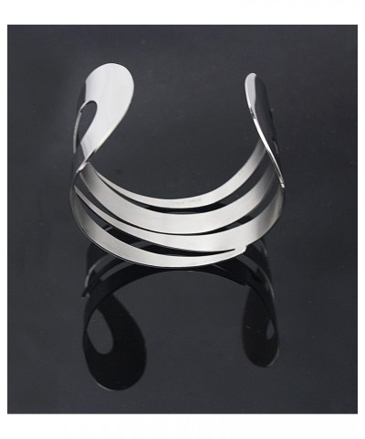 Stainless Steel Silver Wide Cutting Cuff Bangle Bracelets for Women Fashion Jewelry $10.56 Bracelets