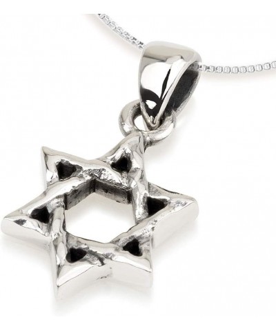 Star of David Necklace for Men, 925 Sterling Silver Pendant with Jewish Star Symbol, Israeli Made Hebrew Israelite Jewelry Ka...