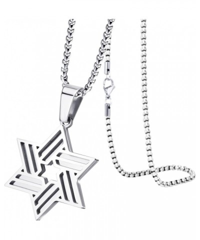 Stainless Steel Star of David Necklace for Men & Women, 16-24 Inch Box Chain Silver 22.0 Inches $10.75 Necklaces