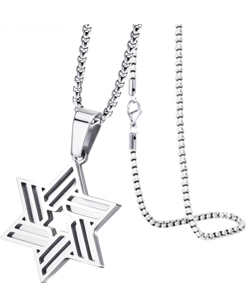 Stainless Steel Star of David Necklace for Men & Women, 16-24 Inch Box Chain Silver 22.0 Inches $10.75 Necklaces